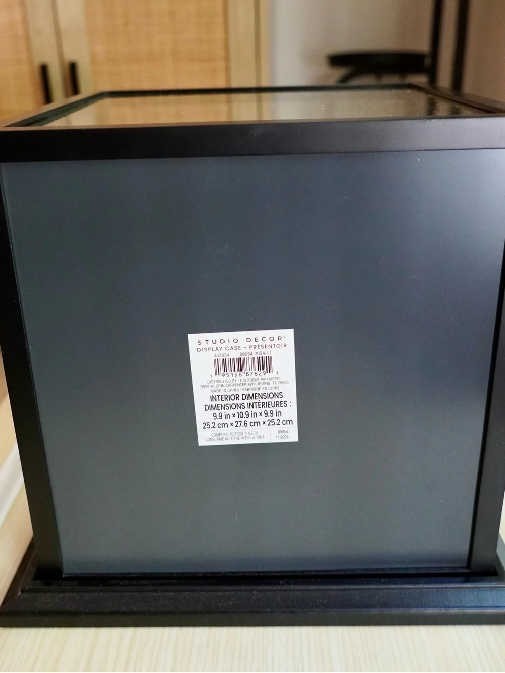 Black Glass Basketball Display Case with Wooden Base